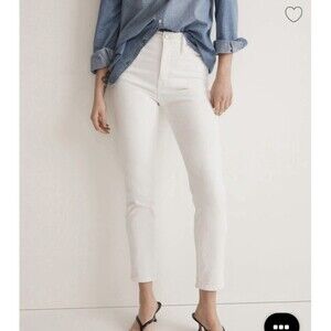 Madewell Stovepipe Jeans Pure White Women's Sz 29 High Waist Stretch NWT